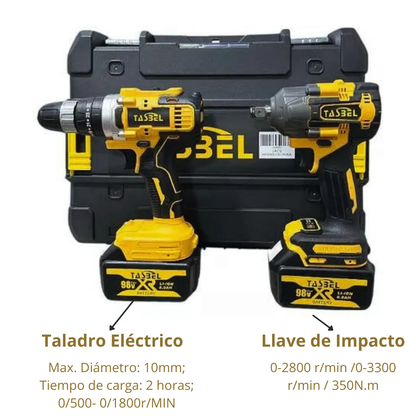 SET PROFESIONAL DE 3 HERRAMIENTAS TASBEL™ 98V | ⚡️ LLAVE DE IMPACTO, ESMERIL Y TALADRO
